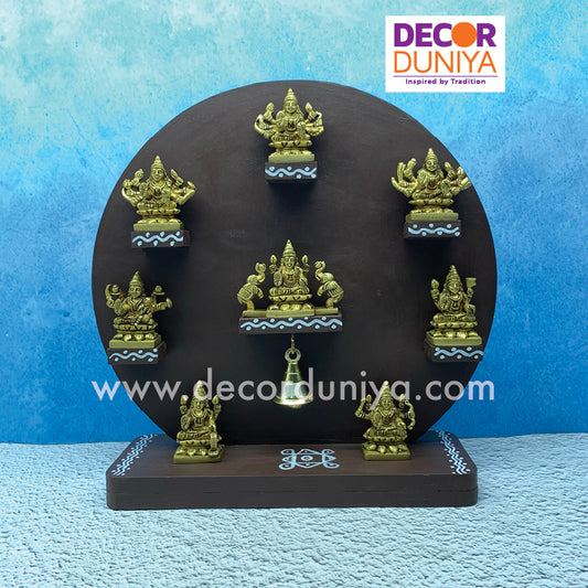 Wooden Handcrafted Stand with Brass Ashtalakshmi Set - ALC3