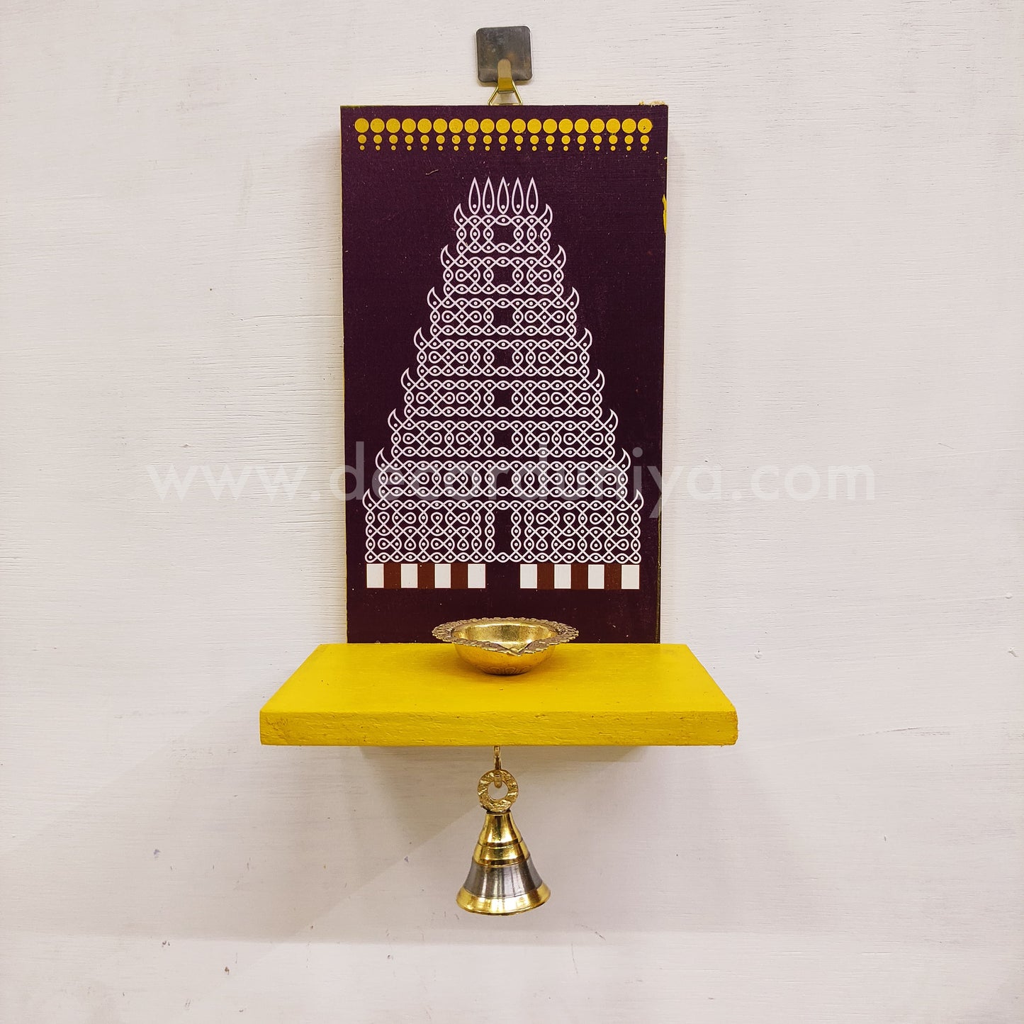 Wooden Kolam Wall Shelf, Vilakku Madam - VMN9