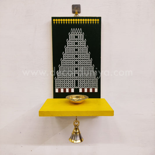 Wooden Kolam Wall Shelf, Vilakku Madam - VMN10