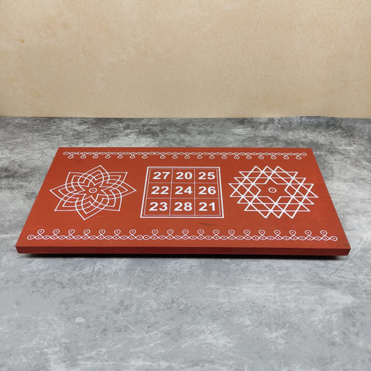 Wooden Kolam Manai - Aishwarya Kolam, Kubera Yantram and Hiruthayakamalam - AKYH03-C - K03