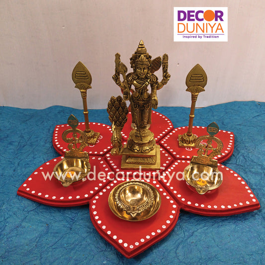 Flower Kolam Manai with Brass Murugar set - FM01