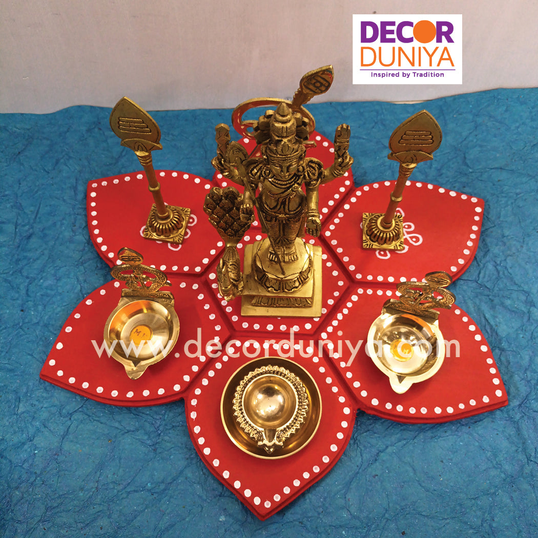 Flower Kolam Manai with Brass Murugar set - FM01