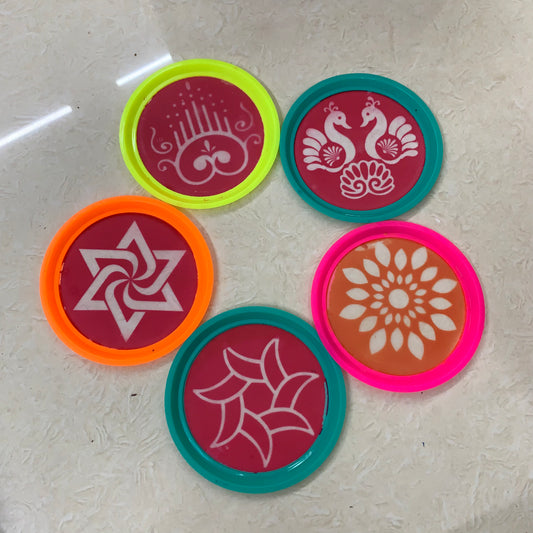 Rangoli Kolam Stencils - Set of 5 pcs - SSK2