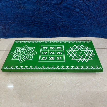 Wooden Kolam Manai - Aishwarya Kolam, Kubera Yantram and Hiruthayakamalam - AKYH03-C