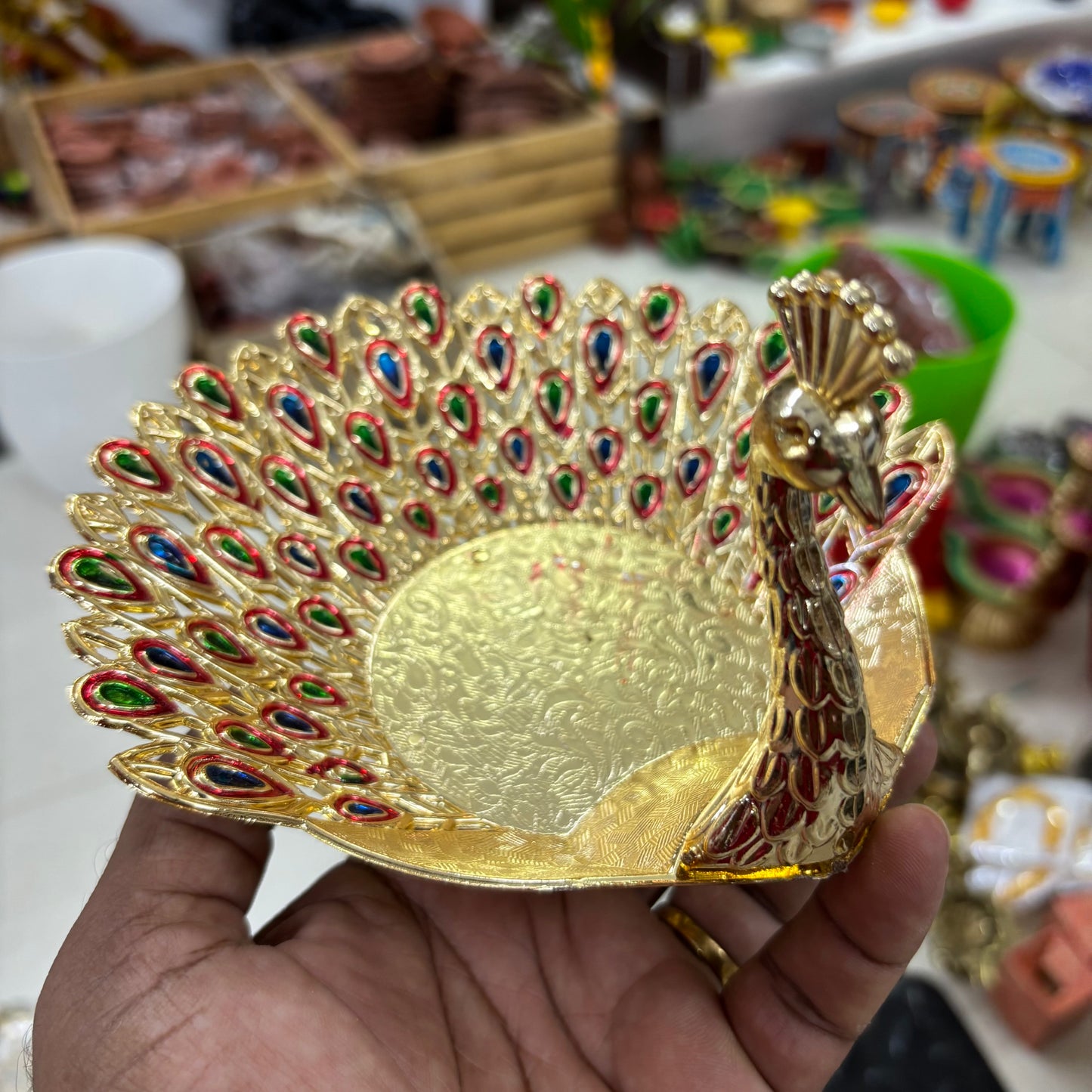 Meenakari Peacock Candle Light Holder - PA1