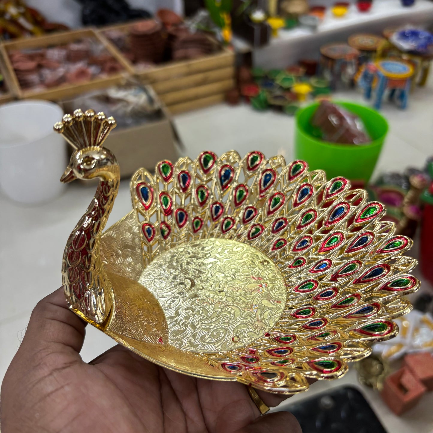 Meenakari Peacock Candle Light Holder - PA1