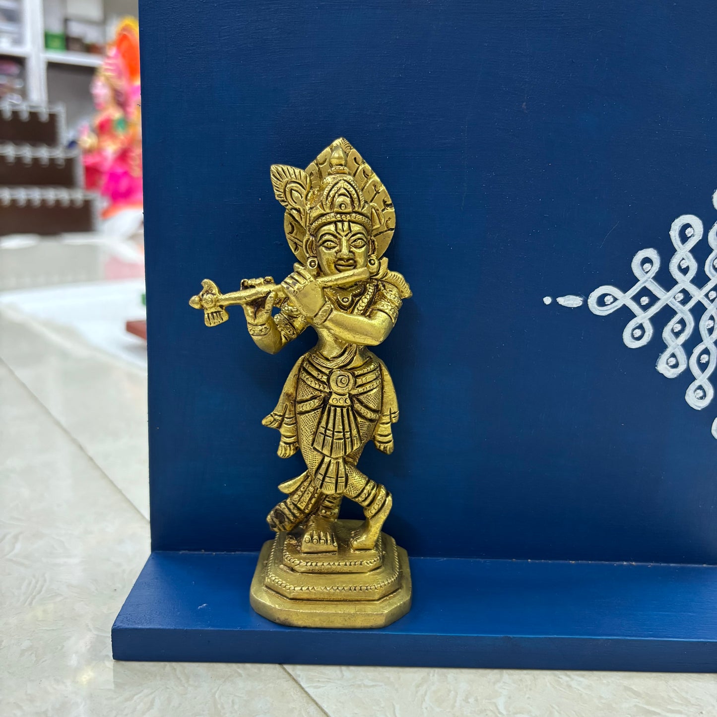 Handmade table decor with Brass Krishna- PRG1