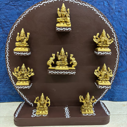 Wooden Handcrafted Stand with Brass Ashtalakshmi Set - ALC3