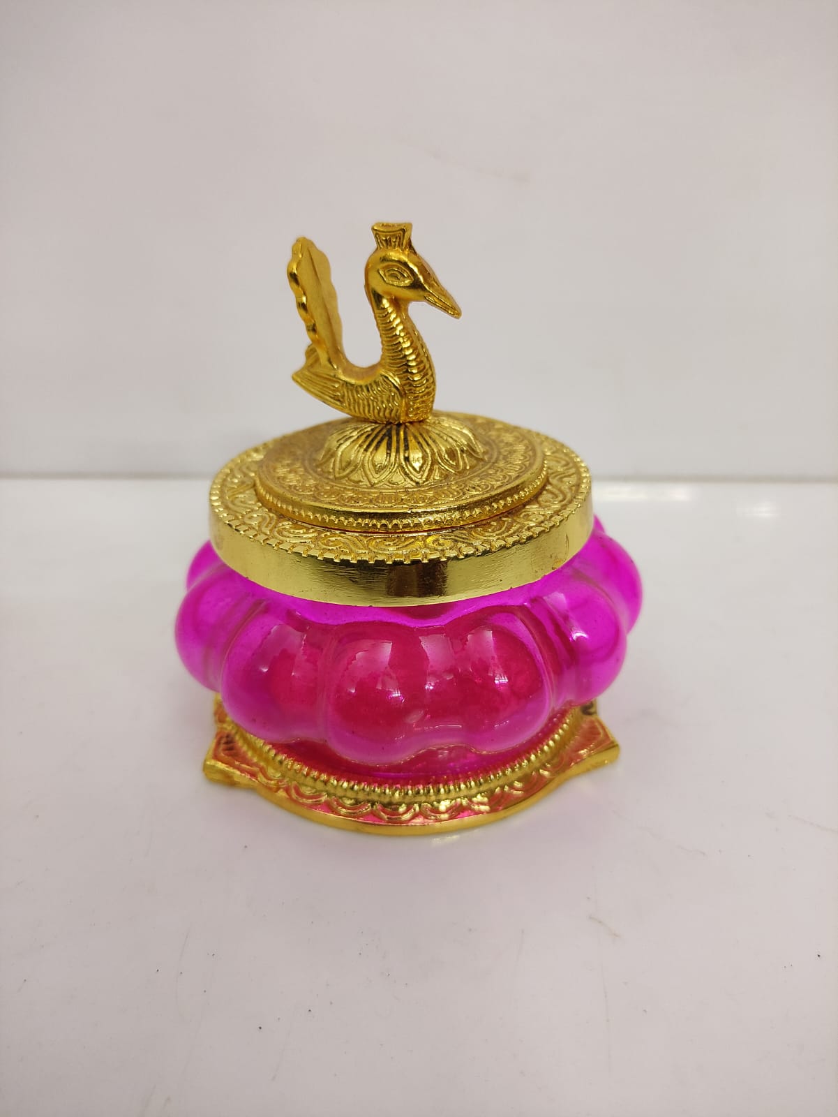 Kubera Lakshmi Pot | Akshaya Pot | Kubera Pot | Lakshmi Pot | Gold & Pink - GP42