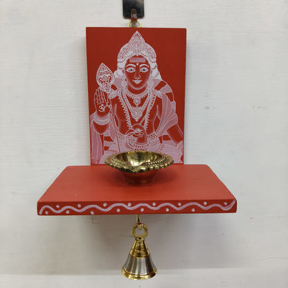 Wooden Ganesha Kolam Wall Shelf Pair, Vilakku madam - VMM1