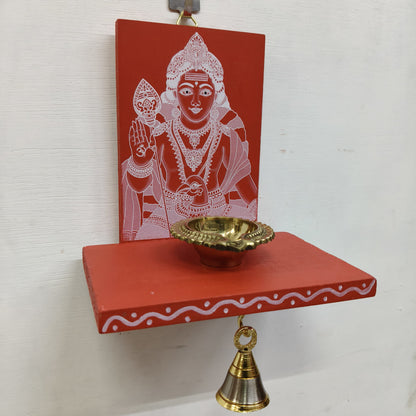 Wooden Ganesha Kolam Wall Shelf Pair, Vilakku madam - VMM1