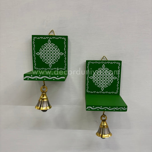 Wooden Kolam Wall Shelf Pair | Vilakku madam - VM37