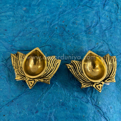 Brass Lotus Vilakku Pair - BJ9