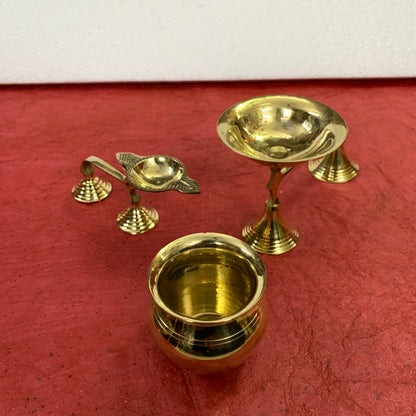 Brass Pooja Thali Set - 18 Pcs - PTS2