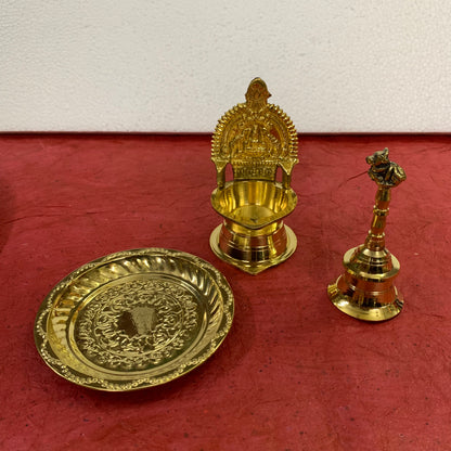 Brass Pooja Thali Set - 18 Pcs - PTS2