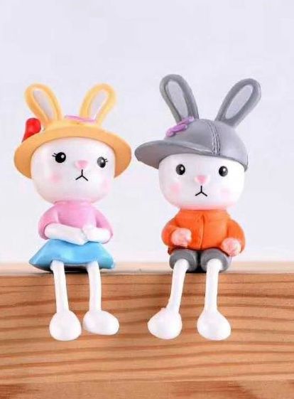 Cute Rabbit Couple Miniature - M36-c