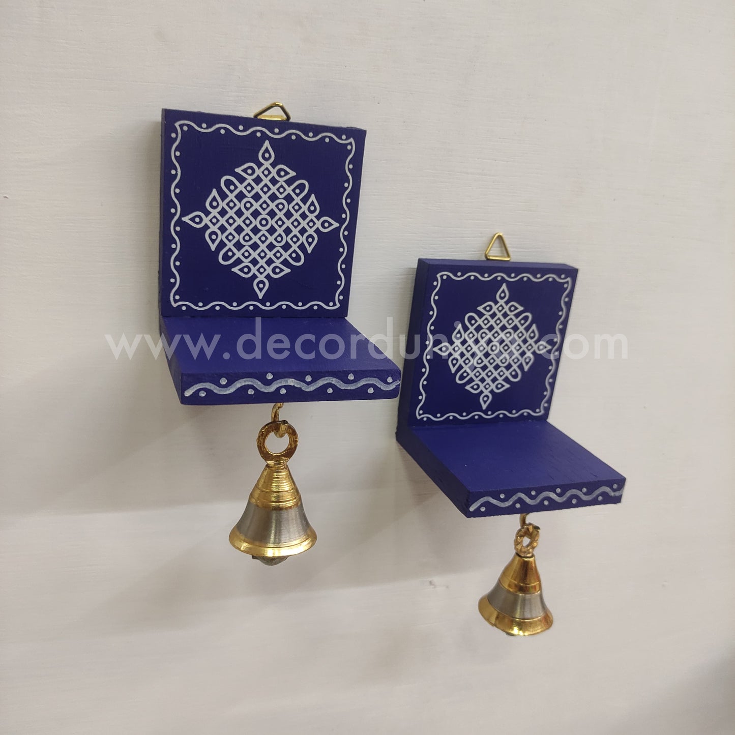 Wooden Kolam Wall Shelf Pair | Vilakku madam - VM38