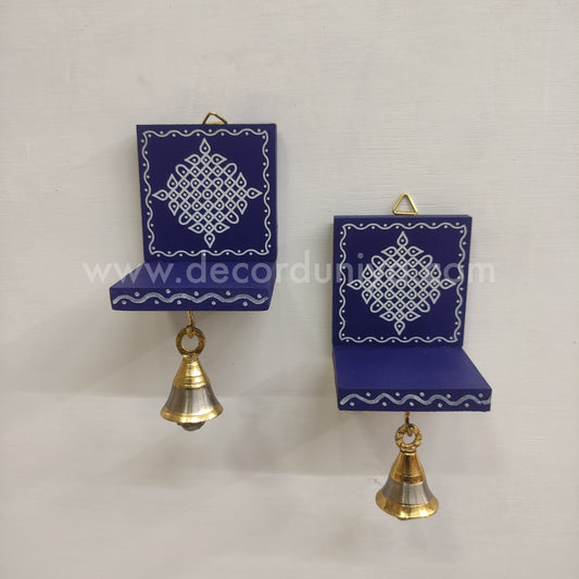 Wooden Kolam Wall Shelf Pair | Vilakku madam - VM38