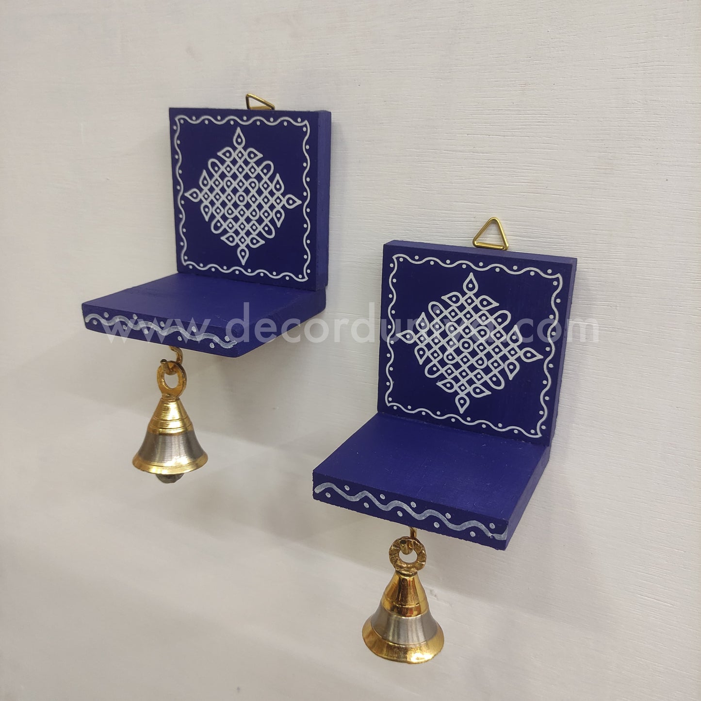 Wooden Kolam Wall Shelf Pair | Vilakku madam - VM38