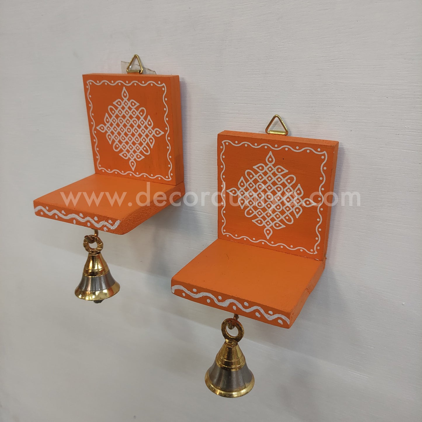 Wooden Kolam Wall Shelf Pair | Vilakku madam - VM39