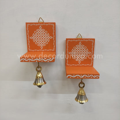 Wooden Kolam Wall Shelf Pair | Vilakku madam - VM39