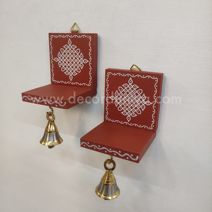 Wooden Kolam Wall Shelf Pair | Vilakku madam - VM40