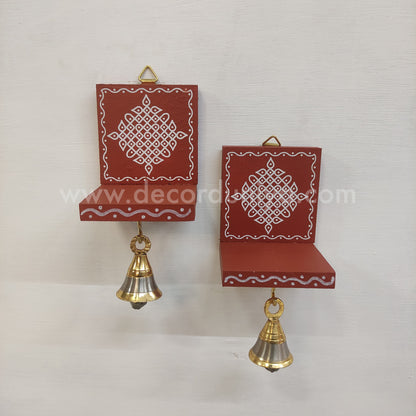 Wooden Kolam Wall Shelf Pair | Vilakku madam - VM40