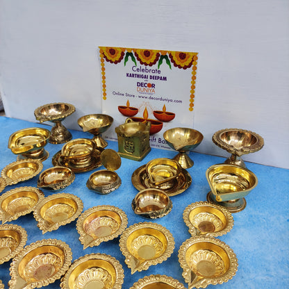 Karthigai Deepam - Vilakku Combo - Brass Diya Gift Box - VC1 - set of 27 lamps