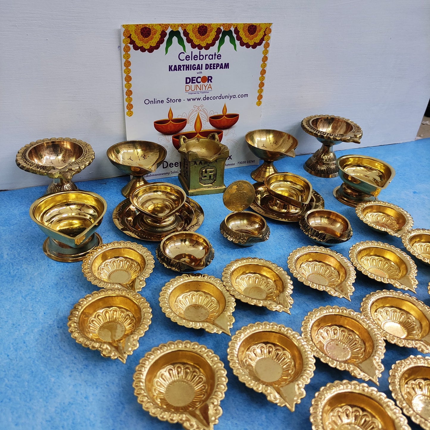 Karthigai Deepam - Vilakku Combo - Brass Diya Gift Box - VC1 - set of 27 lamps