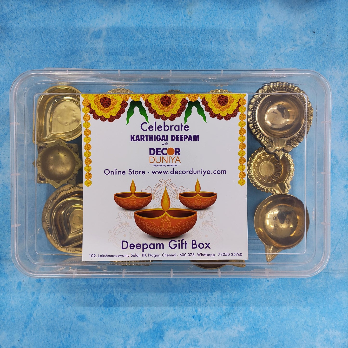 Karthigai Deepam - Vilakku Combo - Brass Diya Gift Box - VC1 - set of 27 lamps