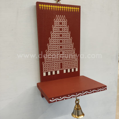 Wooden Kolam Wall Shelf, Vilakku Madam - VMN11