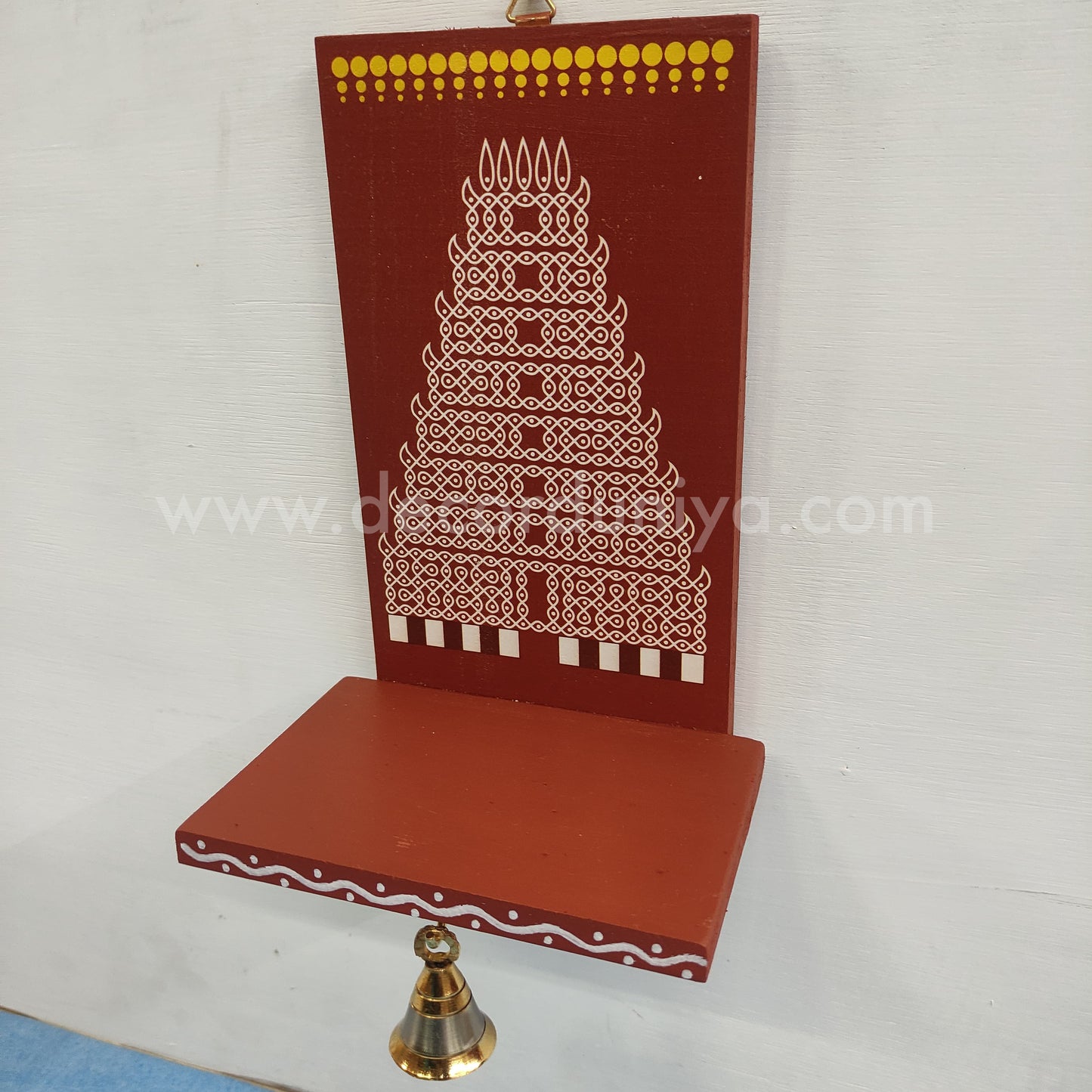 Wooden Kolam Wall Shelf, Vilakku Madam - VMN11