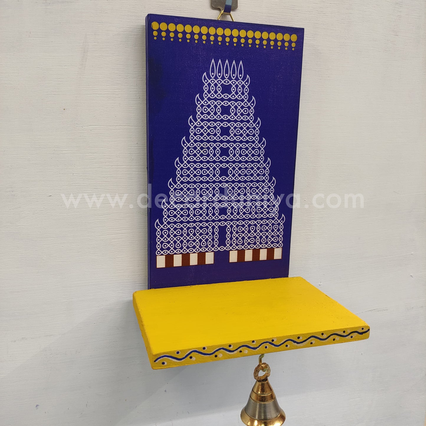 Wooden Kolam Wall Shelf, Vilakku Madam - VMN12