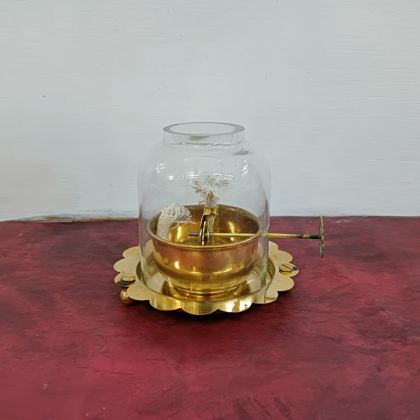 Brass Anaya vilakku with Glass Lid - MAN20